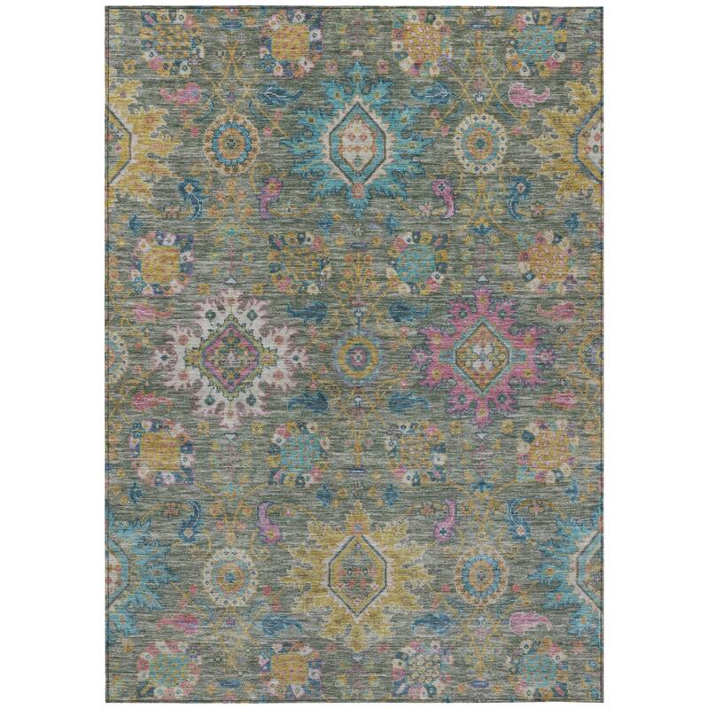 Machine Washable Indoor/Outdoor Boho Traditional Chantille Rug