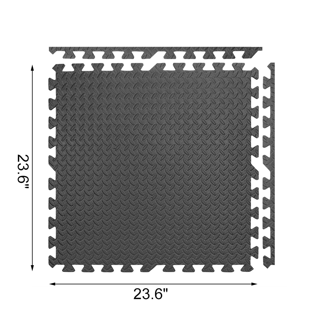 12 Pieces Black Interlocking Floor Tiles Yoga EVA Foam Mat 23.6 x 23.6
