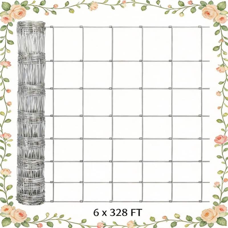 6FT x 328FT Heavy Duty Galvanized Cattle Fence Panel for Livestock Goat Sheep and Garden Enclosure - Silver