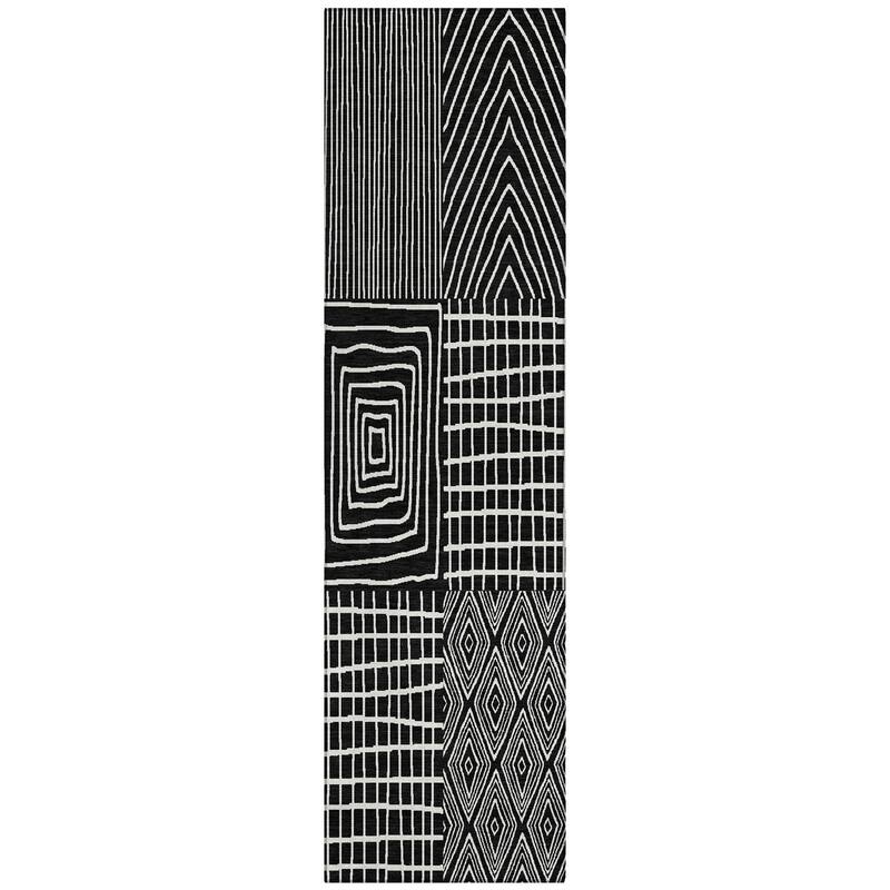 Machine Washable Indoor/ Outdoor Geo Patchwork Chantille Rug