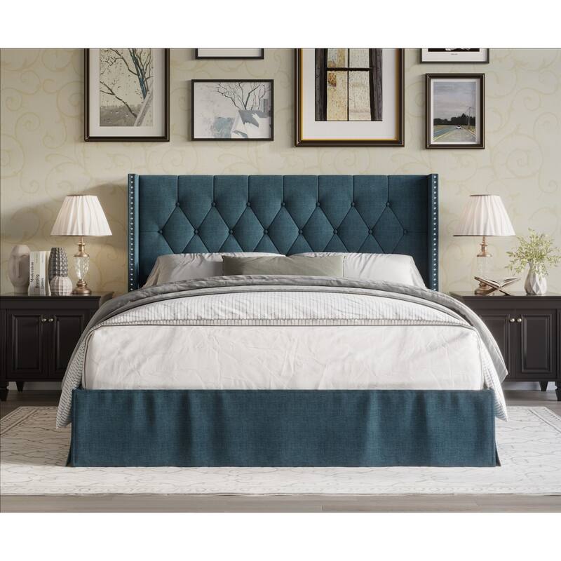 Billy Tufted Upholstered Platform Bed - Denim Blue - Twin