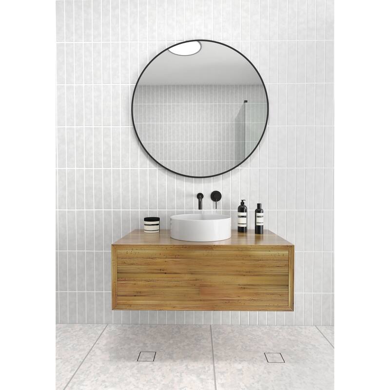 Glass Warehouse Round 36" Stainless Steel Framed Mirror