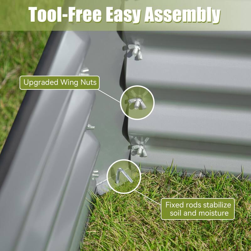 Metal Raised Rectangular Flower Beds Weather-Resistant Raised Flower Beds with Open-Ended Base for Gardening Vegetables