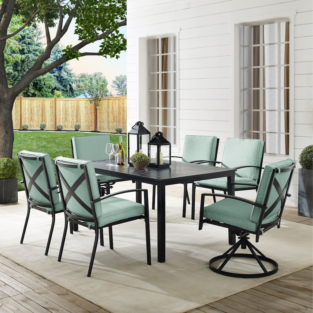 Crosley Kaplan 7Pc Outdoor Dining Set - 122"W x 99"D x 37"H