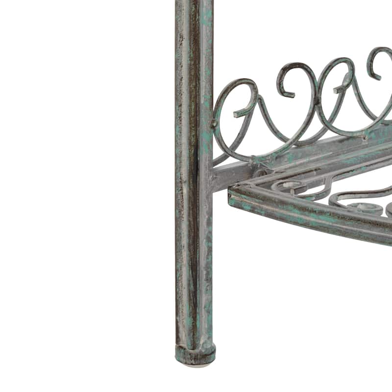 SAFAVIEH Shyla Victorian Wrought Iron 4-Tier Outdoor Corner Shelf - 14 In. W x 14 In. D x 60 In. H - 14Wx14Dx60H