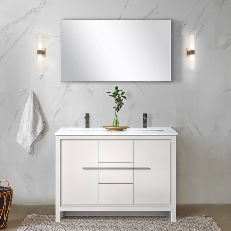 Lafarre Bath Vanity with Quartz Top, Sink, Mirror and Chrome Faucet