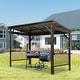 preview thumbnail 16 of 27, Domi 6.5 ft. x 12 ft. Hardtop Grill Gazebo with 2 Side Shelves and Ceiling Hooks, Outdoor BBQ Canopy