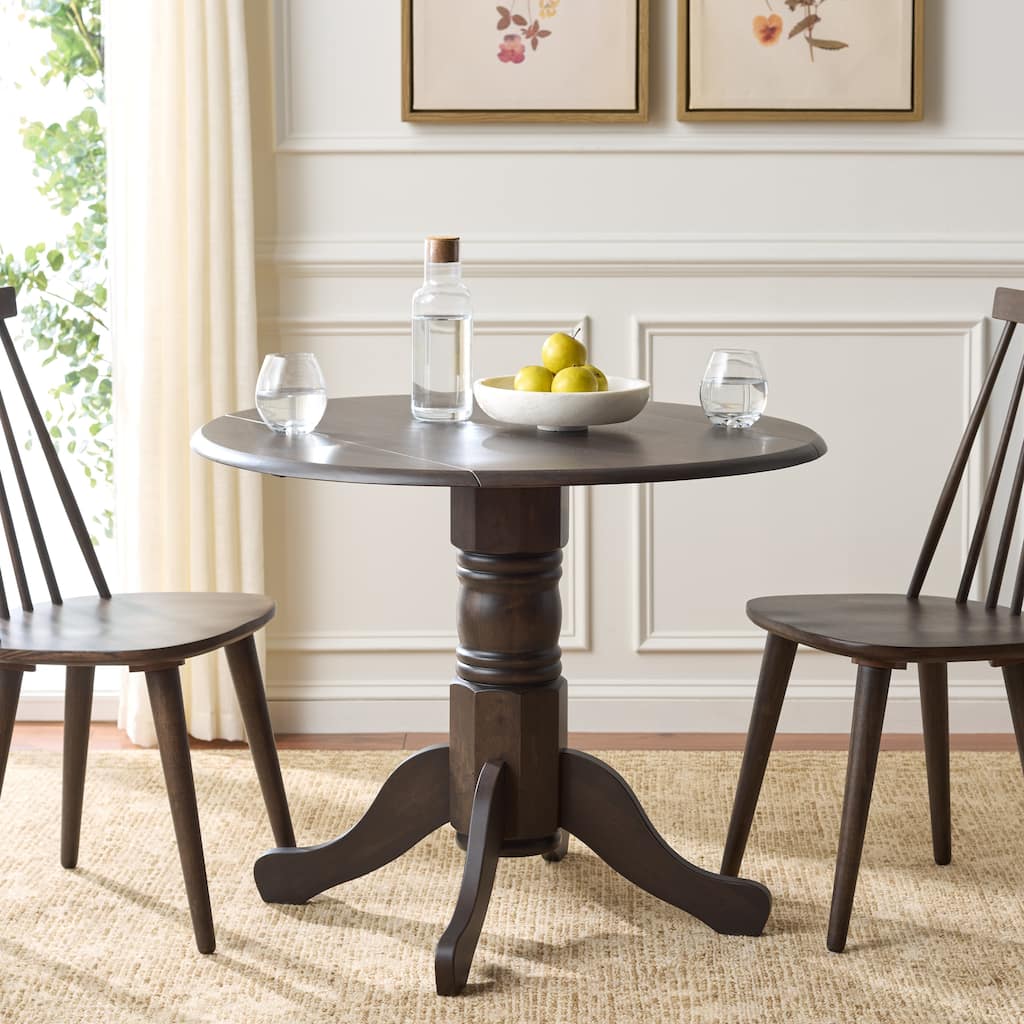 SAFAVIEH Dakari Drop Leaf Dining Table 22"-36", Compact Expandable Solid Wood Table - 36"W x 36"D x 29"H