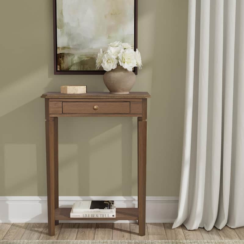 Marnie 1-drawer Solid Wood Console Accent Table with Shelf by East at Main - Brown