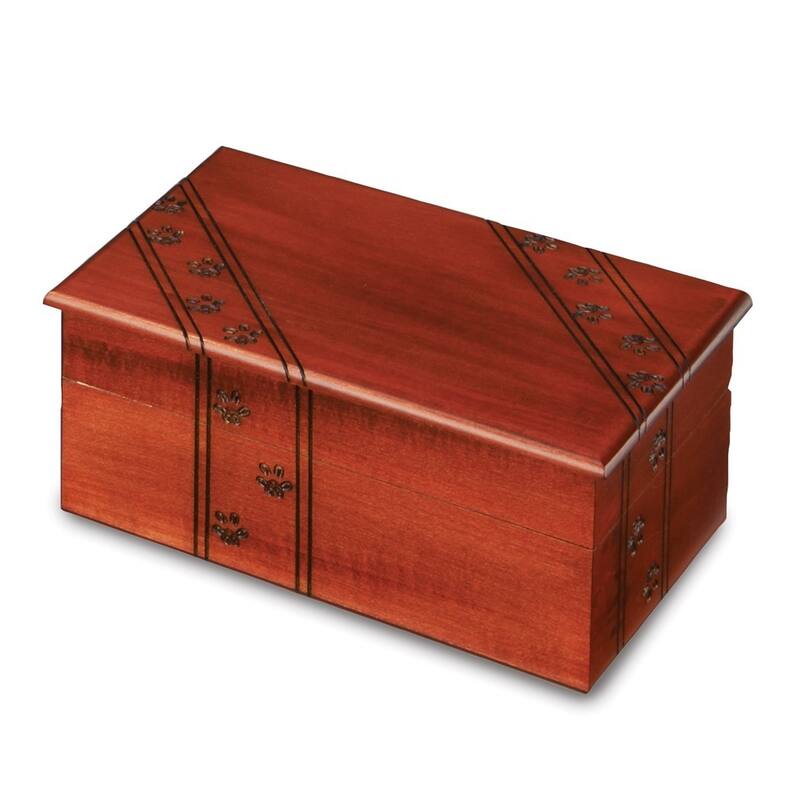 Curata Paw Prints Carved Handcrafted Keepsake Wooden Box