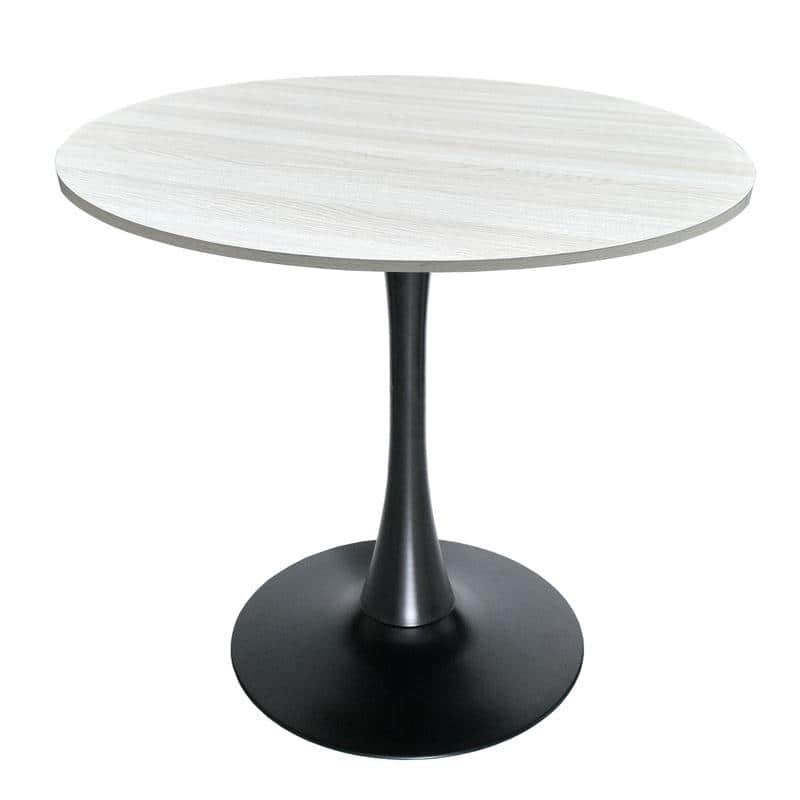 Bristol 35" Round Modern MDF Wood Top Dining Table with Black Iron Pedestal Base - Small Space Circular Kitchen Table