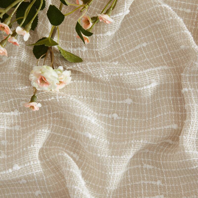 HLC.ME Emily Faux Linen Semi Sheer Light Filtering Transparent Grommet Lightweight Window Curtains Drapery Panels, 2 Panels