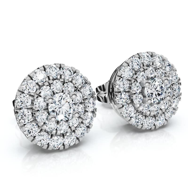 5/8Ct Double Halo Women's Diamond Earrings Gold Lab Grown