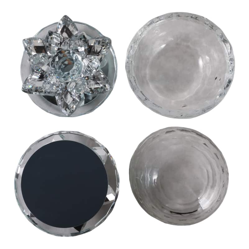 Decorative Rainbow Lotus Top Glass Trinket Dish for Jewelry and Keepsake Storage