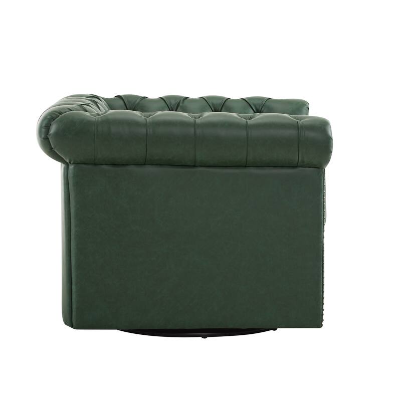 Roomfitters Chesterfield Swivel Club Chair, Tufted Accent Armchair for Living Room