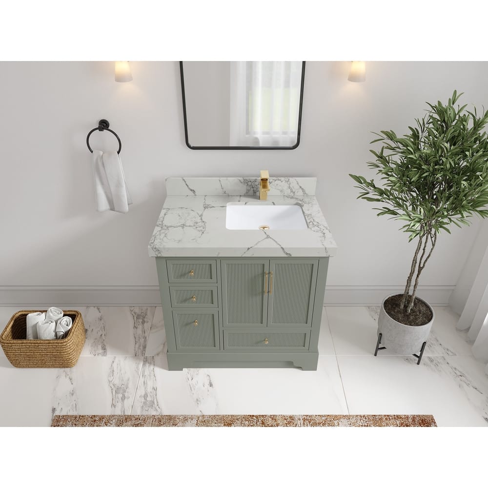Willow Collections 36 in. W x 22 in. D Alys Right Offset Sink Bathroom Vanity with Countertop