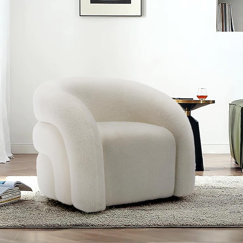 Upholstered Boucle Swivel Accent Chair