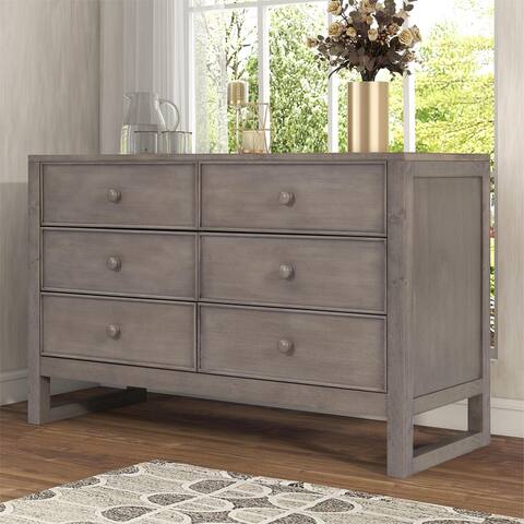 Nestfair Rustic Wooden Dresser Storage Cabinet with 6 Drawers
