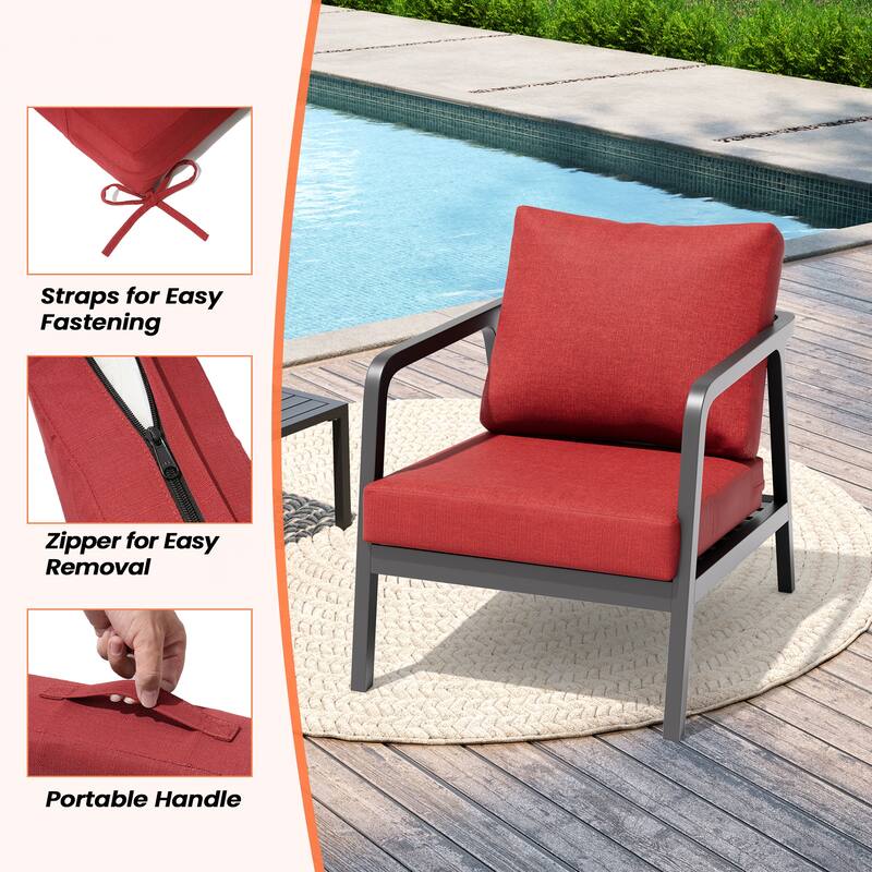 24''x24'' Outdoor Patio Seat Cushion Set with Removable Cover