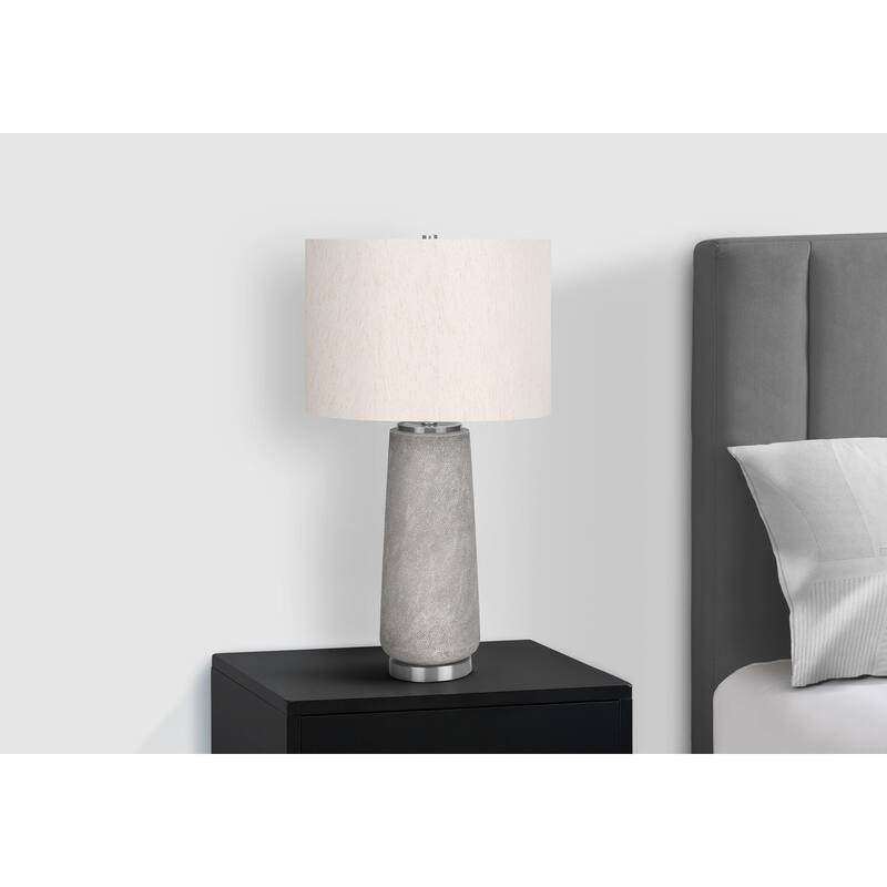 Lighting, 29"h, Table Lamp, Grey Resin, Ivory / Cream Shade, Modern