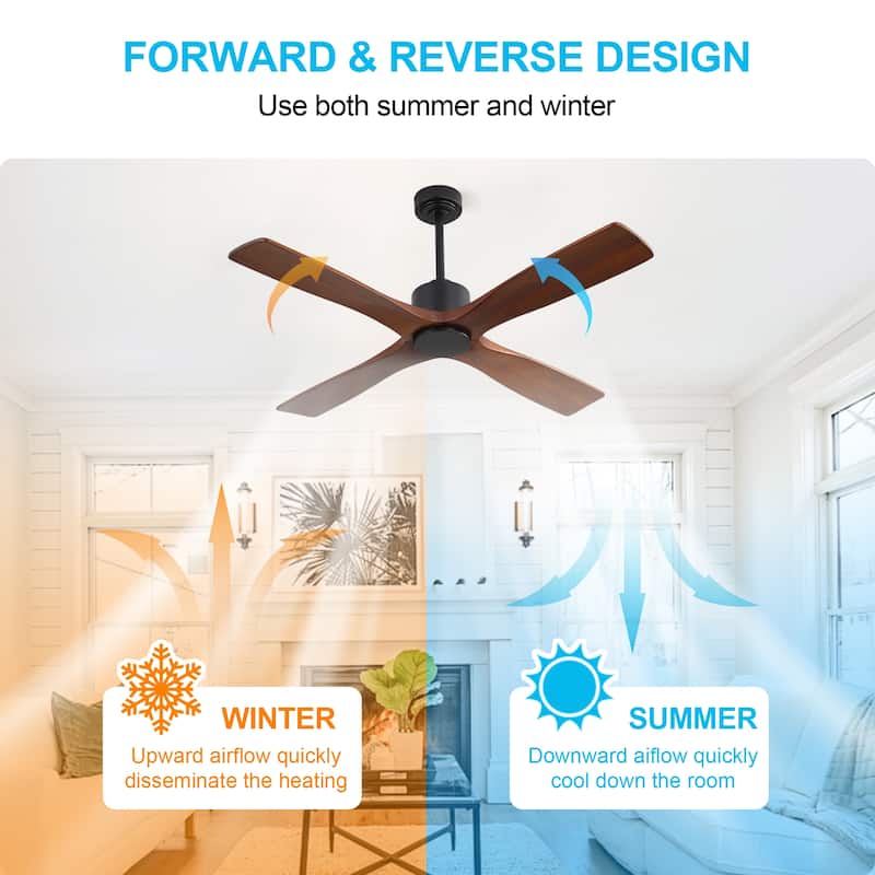 MLiAN 54 inch 4 Soild Wood Blades Indoor Ceiling Fan with Remote - 54 inch