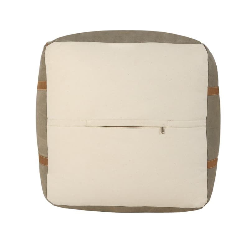 Modern 20" Grey Cotton Blend Ottoman for Seating and Footrest