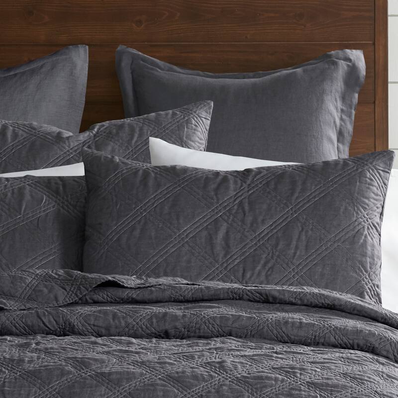 Washed Linen Charcoal Full/Queen Quilt - Levtex Home