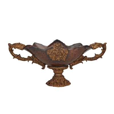 Polystone Floral Ornate Decorative Bowl - Dark Brown - Roche River Decor