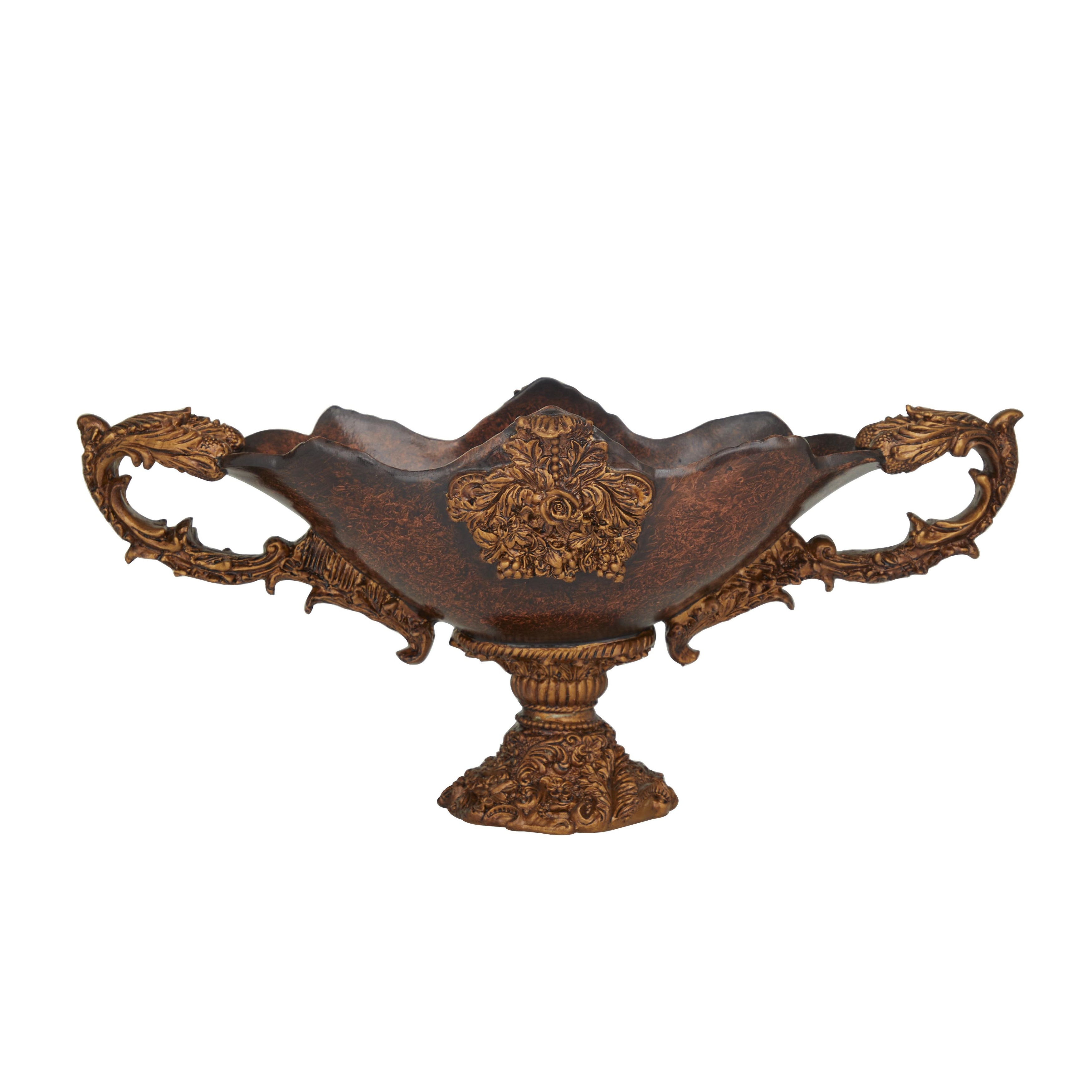 Polystone Floral Ornate Decorative Bowl - Dark Brown - Roche River Decor