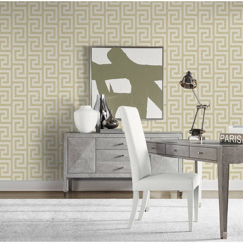 Lillian August Luna Retreat Greek Key Embossed Vinyl Unpasted Wallpaper