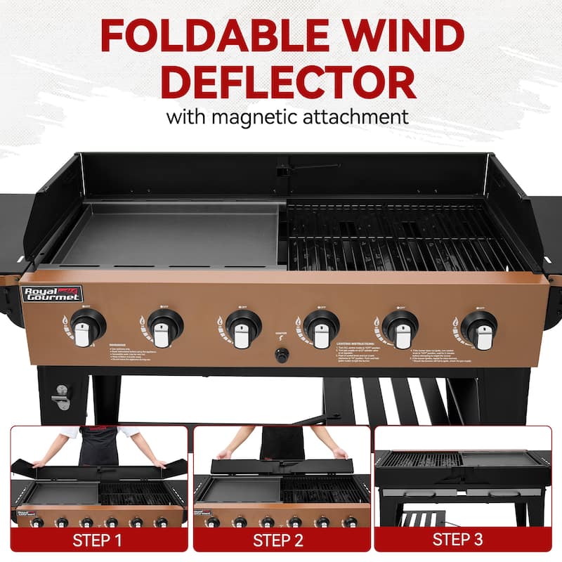 Royal Gourmet GD601Y 6-Burner Gas Grill and Griddle Combo