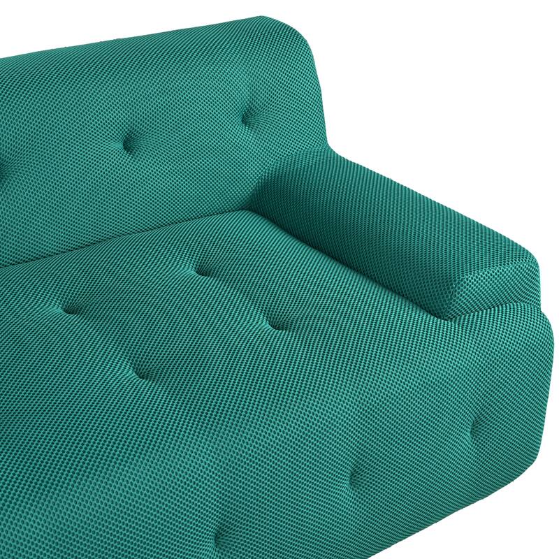 86.2'' Modern Minimalist Style Tufted Design Upholstered 3-Seat Sofa in Green Polyester