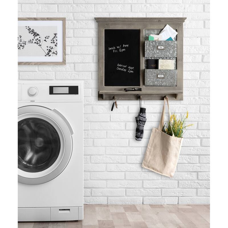 Kate and Laurel Idamae Wood Framed Chalkboard Wall Organizer - 28x25