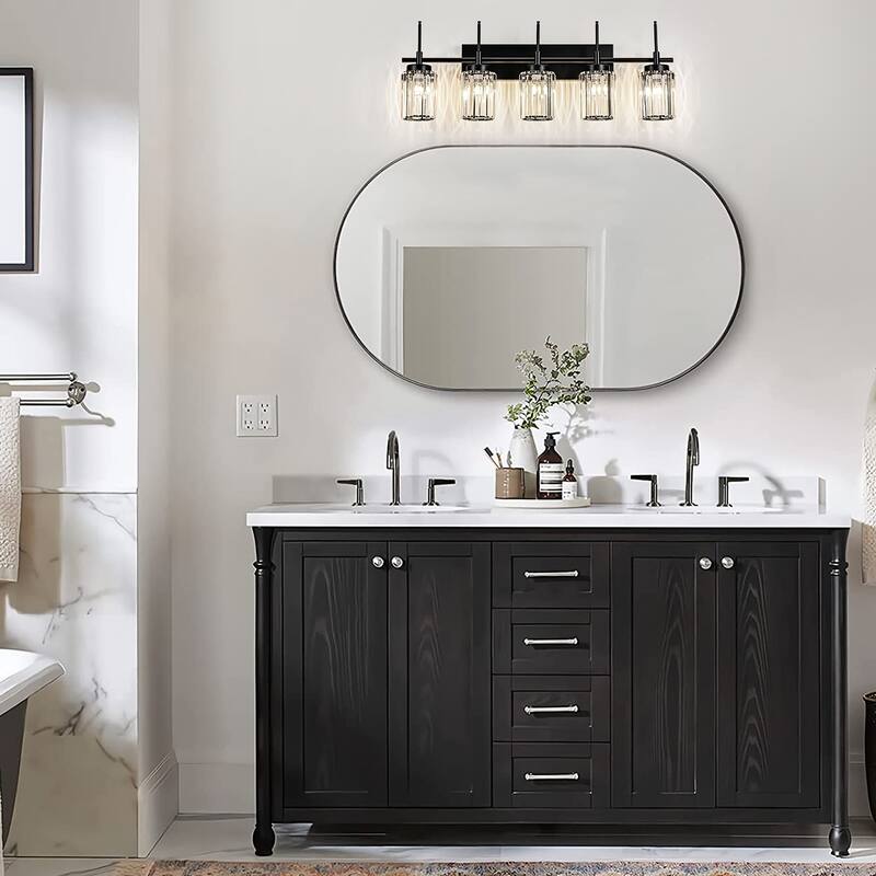 Modern Black 1/2/3/4/5-Light Bathroom Crystal Vanity Light Wall Sconces