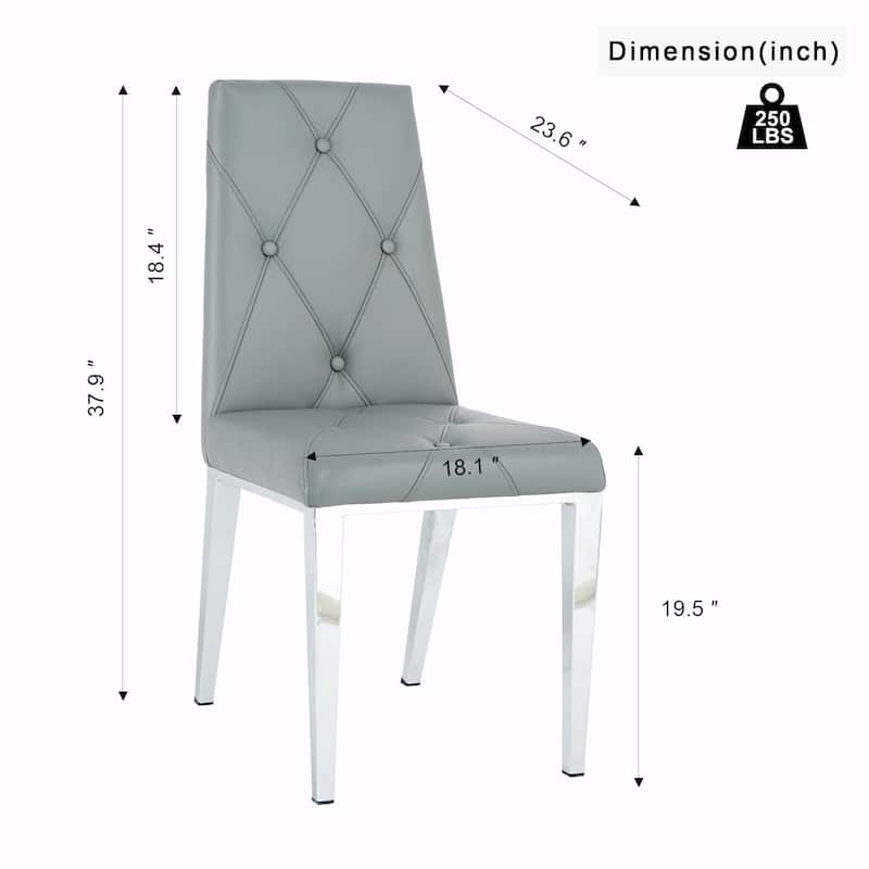 Modern Light Luxury Dining Chairs with PU Back and Electroplated Legs（Set of 2）