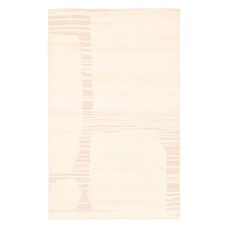 ECARPETGALLERY Hand-knotted Tangier Cream Wool Rug - 5'2 x 7'9
