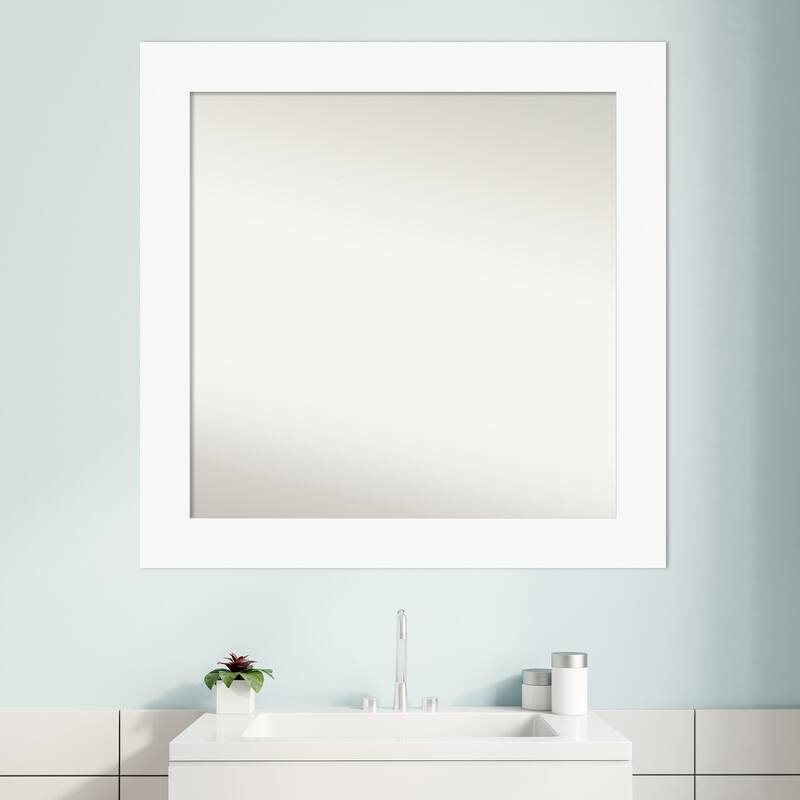 Basic Non-Beveled Wood Framed Bathroom Vanity Wall Mirror