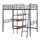 preview thumbnail 16 of 16, Twin Size Metal Loft Bed and Built-in Desk and Shelves,White