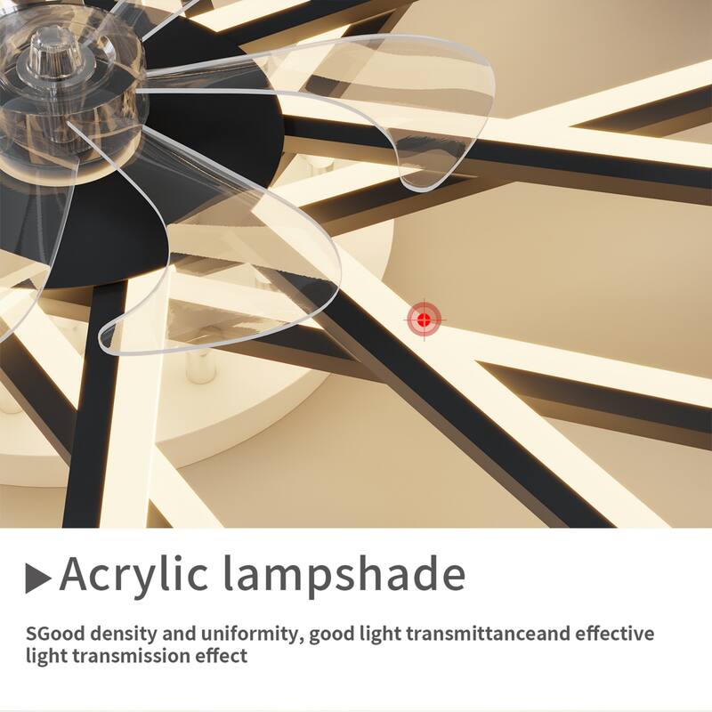 36'' Ceiling Fan with 3-Color LED Light, Reversible Motor, and 6-Speed Settings