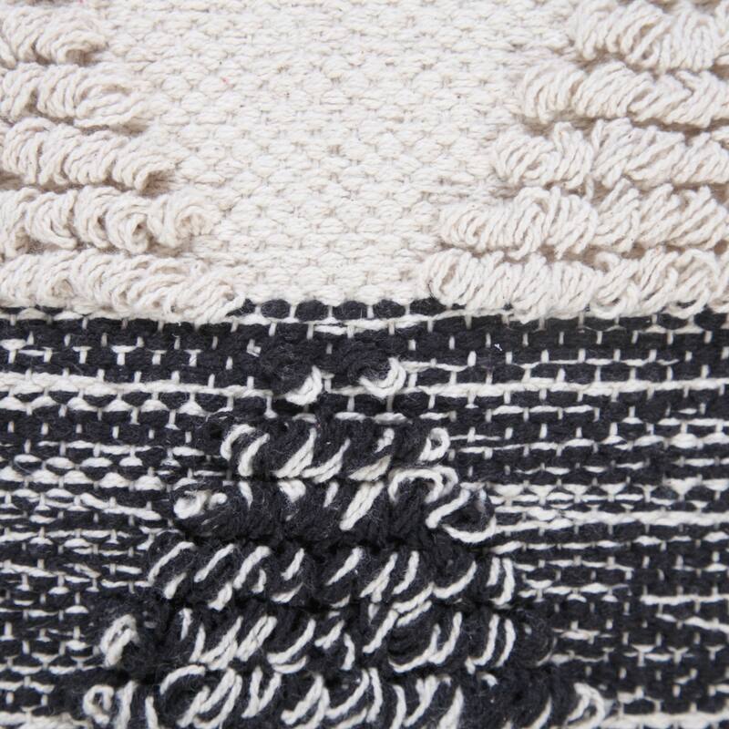 Handwoven Two Tone Geometric Cotton Throw Pillow Cover - 20" - Black and White