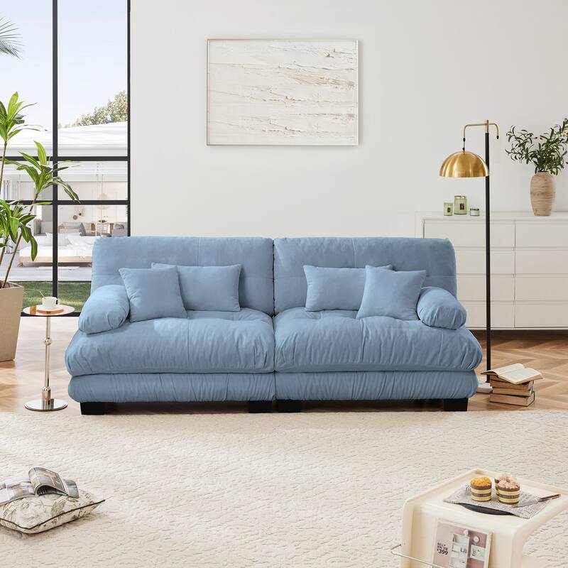 Oversized Modular Sectional Sofa, Chenille Deep Seat 2-Seater Sofa, Upholstered Cloud Couch with Lumbar Pillows & Throw Pillows