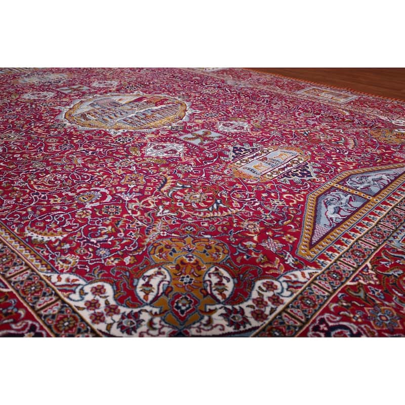 Animals Pictorial Tabriz Turkish Area Rug Machine Made Carpet - 9'9" x 12'6"