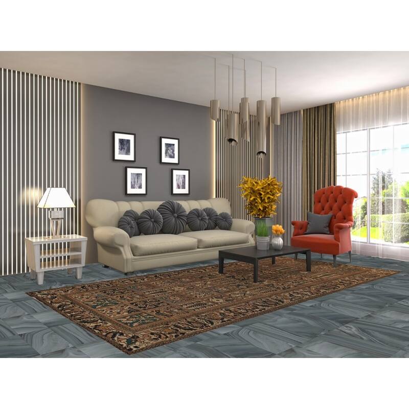 Garden Design Bakhtiari Persian Area Rug Hand-Knotted Wool Carpet - 5'3"x 10'5"