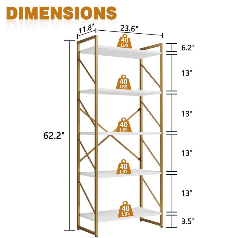 Futzca 5 Tier Storage Bookshelf