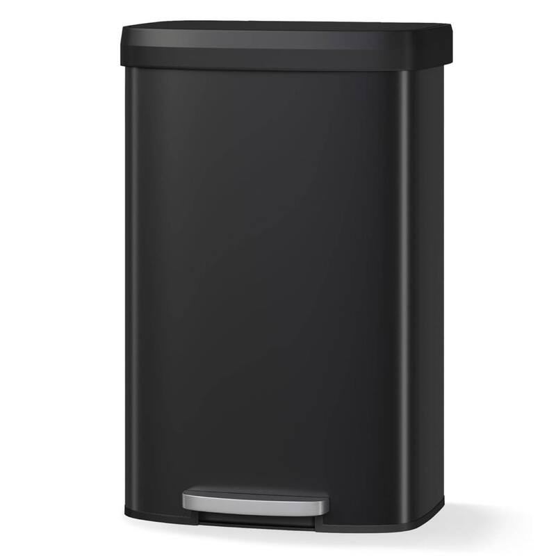 21 Gal Step-on Stainless Steel Trash Can with Soft-Close Lid for Home, Kitchen, Office - Black