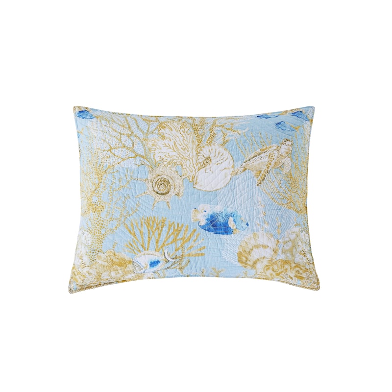 Belmont Reef Coastal Cotton Reversible Machine Washable Quilt Set