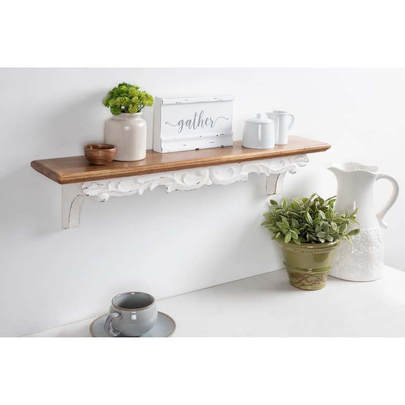 Kate and Laurel Abberly Wood Wall Shelf - 28x5x6.5