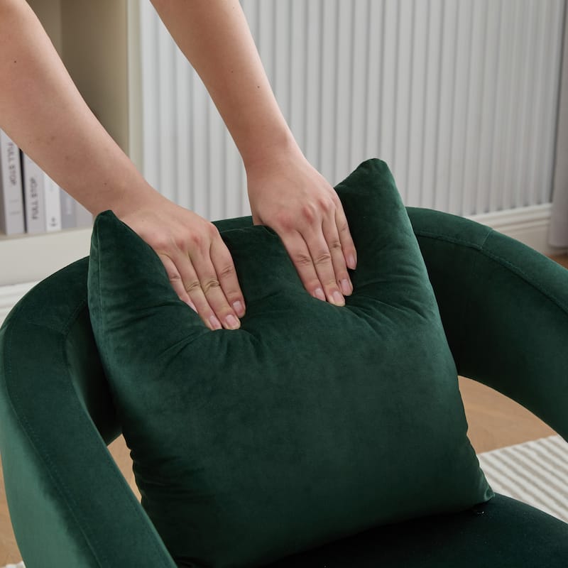 26.4" W Modern Accent Chair,Upholstered Velvet Reading Chair with Metal Legs and Pillows