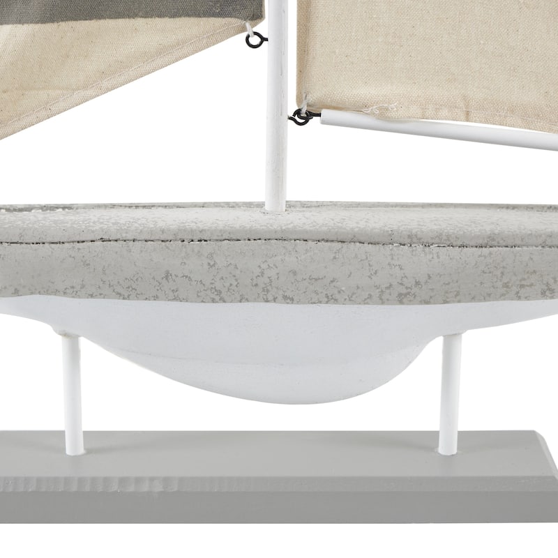 Cement Stone Sail Boat Handmade Decorative Sculpture with Cream Sails - Gray - Roche River Decor