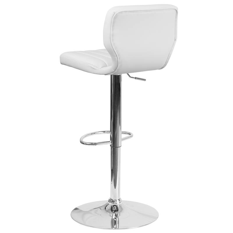 Contemporary Chrome Adjustable Bar Stool - 16.5"W x 19"D x 34.5" - 43"H